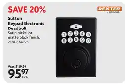 Home Hardware Sutton Keypad Electronic Deadbolt offer