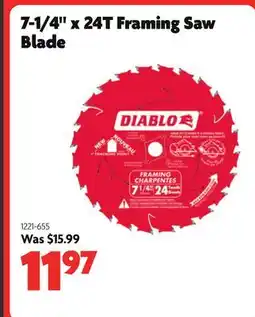 Home Hardware 7-1/4 x 24T Framing Saw Blade offer