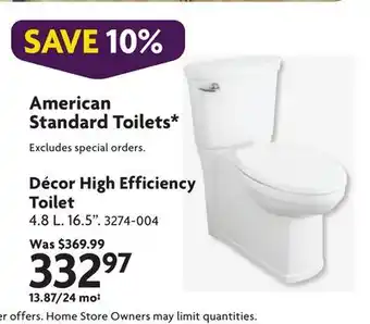 Home Hardware Standard Toilets* Excludes special orders offer