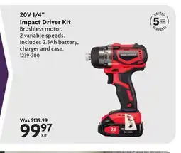 Home Hardware 20V 1/4 Impact Driver Kit offer