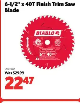 Home Hardware 6-1/2 x 40T Finish Trim Saw Blade offer