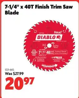 Home Hardware 7-1/4 x 40T Finish Trim Saw Blade offer
