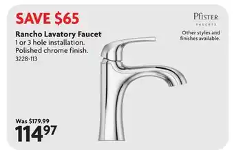 Home Hardware Rancho Lavatory Faucet offer