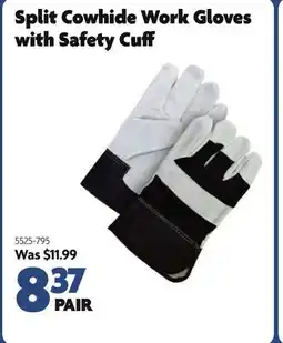 Home Hardware Split Cowhide Work Gloves with Safety Cuff offer
