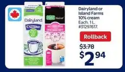 Walmart Dairyland or Island Farms 10% cream offer