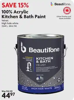 Home Hardware 100% Acrylic Kitchen & Bath Paint offer