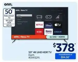 Walmart 50 4K UHD HDR TV offer