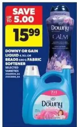 Real Canadian Superstore Downy or Gain Liquid or Beads Fabric Softener offer