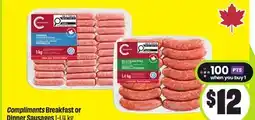 FreshCo Compliments Breakfast or Dinner Sausages 1-14 kg offer