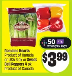 FreshCo Romaine Hearts Product of Canada or USA 3 pk or Sweet Bell Peppers 4 pk Product of Canada offer
