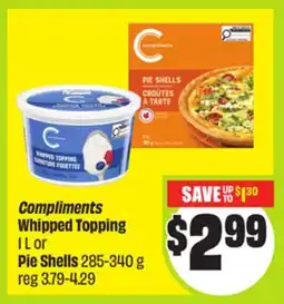 FreshCo Compliments Whipped Topping 1 L or Pie Shells 285-340 g offer