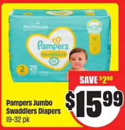 FreshCo Pampers Jumbo Swaddlers Diapers 19-32 pk offer