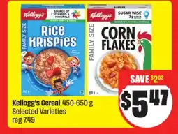 FreshCo Kellogg's Cereal 450-650 g Selected Varieties offer