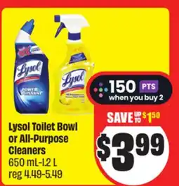 FreshCo Lysol Toilet Bowl or All-Purpose Cleaners 650 mL-1.2 L offer