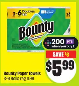 FreshCo Bounty Paper Towels 3=6 Rolls offer
