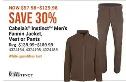 Cabela's Cabela's Instinct Men's Fannin Jacket, Vest or Pants offer