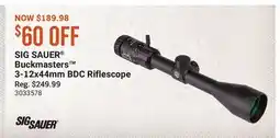 Cabela's SIG SAUER Buckmasters 3-12x44mm BDC Riflescope offer
