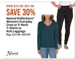 Cabela's Natural Reflections Women's Everyday Crew or V-Neck T-Shirts or Knit Leggings offer