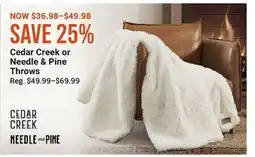 Cabela's Cedar Creek or Needle & Pine Throws offer