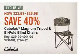 Cabela's Cabela's Magnum Tripod & Bi-Fold Blind Chairs offer