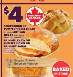 Independent Grocer SOURDOUGH OR PUMPERNICKEL BREAD ARTISAN, 675 G OR BREAD, 420-660 G offer