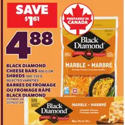 Independent Grocer BLACK DIAMOND CHEESE BARS, 400 G OR SHREDS, 300-320 offer