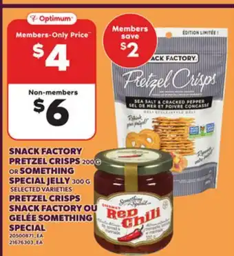 Independent Grocer SNACK FACTORY PRETZEL CRISPS, 200 G OR SOMETHING SPECIAL JELLY, 300 G offer
