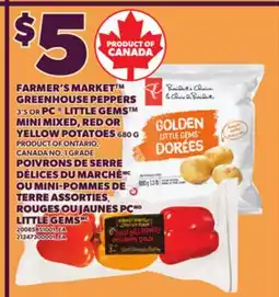 Independent Grocer FARMER'S MARKET GREENHOUSE PEPPERS, 3'S OR PC LITTLE GEMS MINI MIXED, RED OR YELLOW POTATOES, 680 G offer