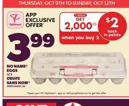 Independent Grocer NO NAME EGGS, 12'S offer