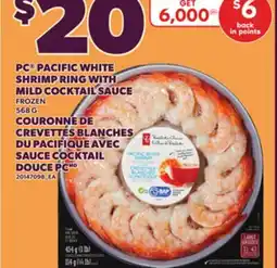 Independent Grocer PC PACIFIC WHITE SHRIMP RING WITH MILD COCKTAIL SAUCE MILD COCKTAIL SAUCE, 568 G offer