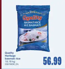 Wholesale Club HERITAGE BASMATI RICE, 18.18 kg offer