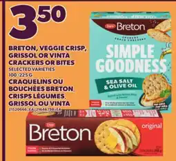 Independent Grocer BRETON, VEGGIE CRISP, GRISSOL OR VINTA CRACKERS OR BITES, 100 -225 G offer