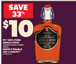 Independent Grocer PC 100% PURE MAPLE SYRUP, 500 ML offer