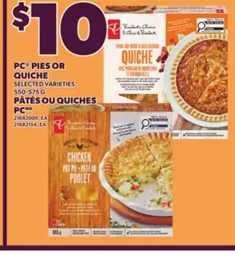 Independent Grocer PC PIES OR QUICHE, 550-575 G offer