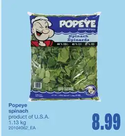 Wholesale Club SPINACH, 1.13 kg offer