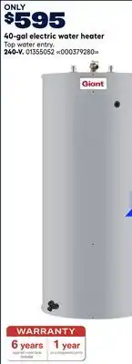 RONA 40-gal electric water heater offer