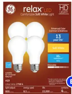 RONA GE Relax Soft white A19 LED Bulbs offer