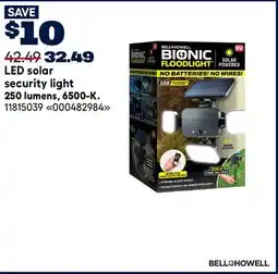 RONA BELL + HOWELL LED solar security light 250 lumens, 6500-K offer