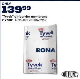 RONA Tyvek air barrier membrane 9' x 100' offer