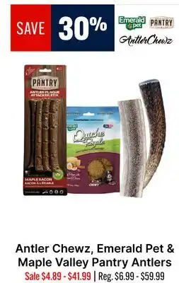 Ren’s Pets Depot Antler Chewz, Emerald Pet & Maple Valley Pantry Antlers offer