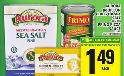 Food Basics AURORA BOUILLON CUBES OR SEA SALT OR PRIMO PIZZA SAUCE offer