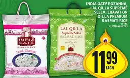 Food Basics INDIA GATE ROZANNA, LAL QILLA SUPREME SELLA, ERAVAT OR QILLA PREMIUM BASMATI RICE offer