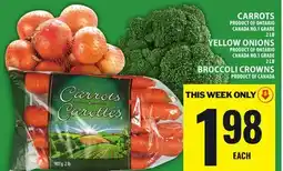 Food Basics CARROTS, YELLOW ONIONS, BROCCOLI CROWNS offer