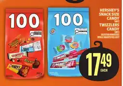 Food Basics HERSHEY'S SNACK SIZE CANDY OR TWIZZLERS CANDY offer