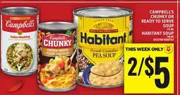 Food Basics CAMPBELL'S CHUNKY OR READY TO SERVE SOUP OR HABITANT SOUP offer