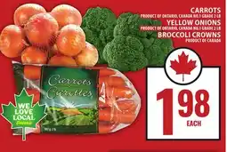 Food Basics CARROTS OR YELLOW ONIONS OR BROCCOLI CROWNS offer
