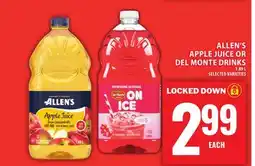 Food Basics ALLEN'S APPLE JUICE OR DEL MONTE DRINKS offer