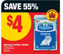No Frills ROYALE FACIAL TISSUE, 6x72/100 sheets offer