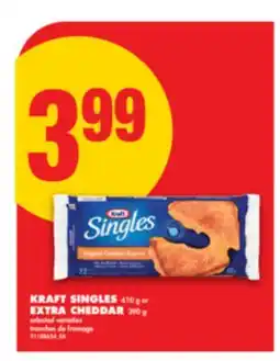 No Frills KRAFT SINGLES, 410 G OR EXTRA CHEDDAR, 390 G offer