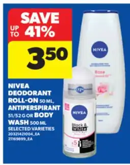 Real Canadian Superstore NIVEA DEODORANT ROLL-ON 50 ML, ANTIPERSPIRANT 51/52 G OR BODY WASH 500 ML offer